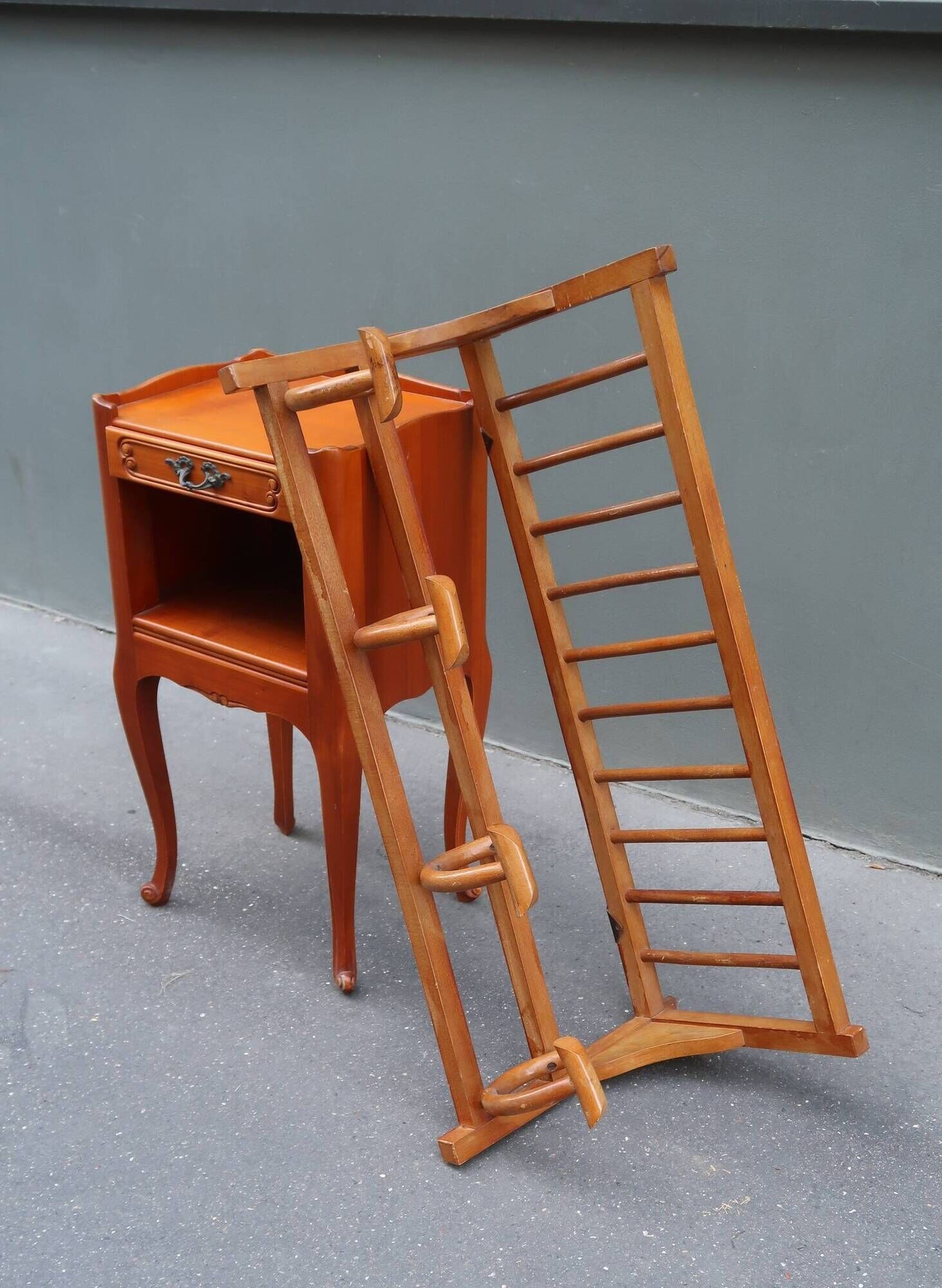 1950s wooden wall coat rack
