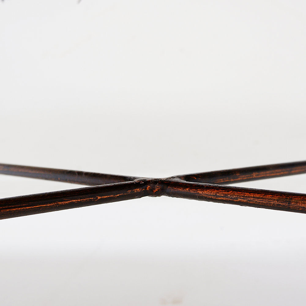 Vintage coffee table in wrought iron and woven rattan - 1970s