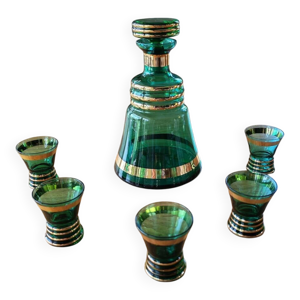 Carafe vintage et 5 verres