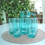 Set of 6 glasses with orangeade and carafe