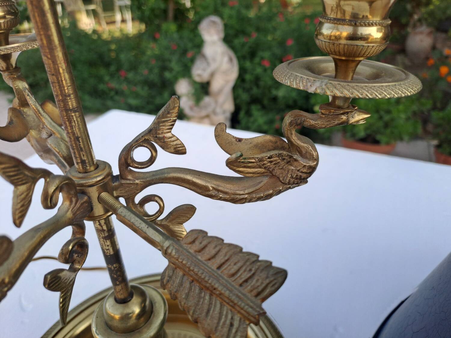 Empire style bouillotte lamp in bronze and sheet metal