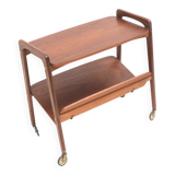 Vintage teak serving trolley/side table with magazine rack, Opal, 1960s