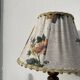 Lampe en bois tourné 70 abat jour fleur vintage