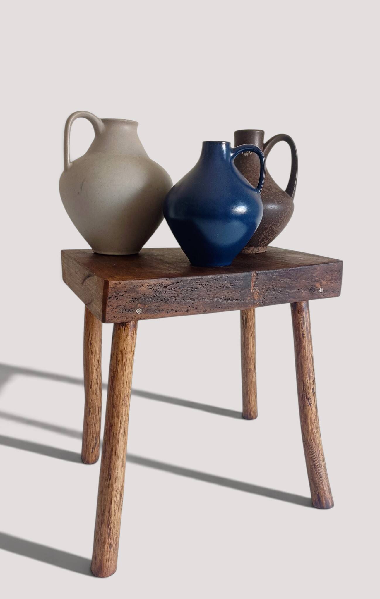 Rustic European Solid Wood Accent Side Table or Stool