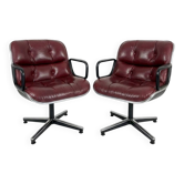 Paire de Fauteuils Executive Charles Pollock Knoll Cuir Bordeau
