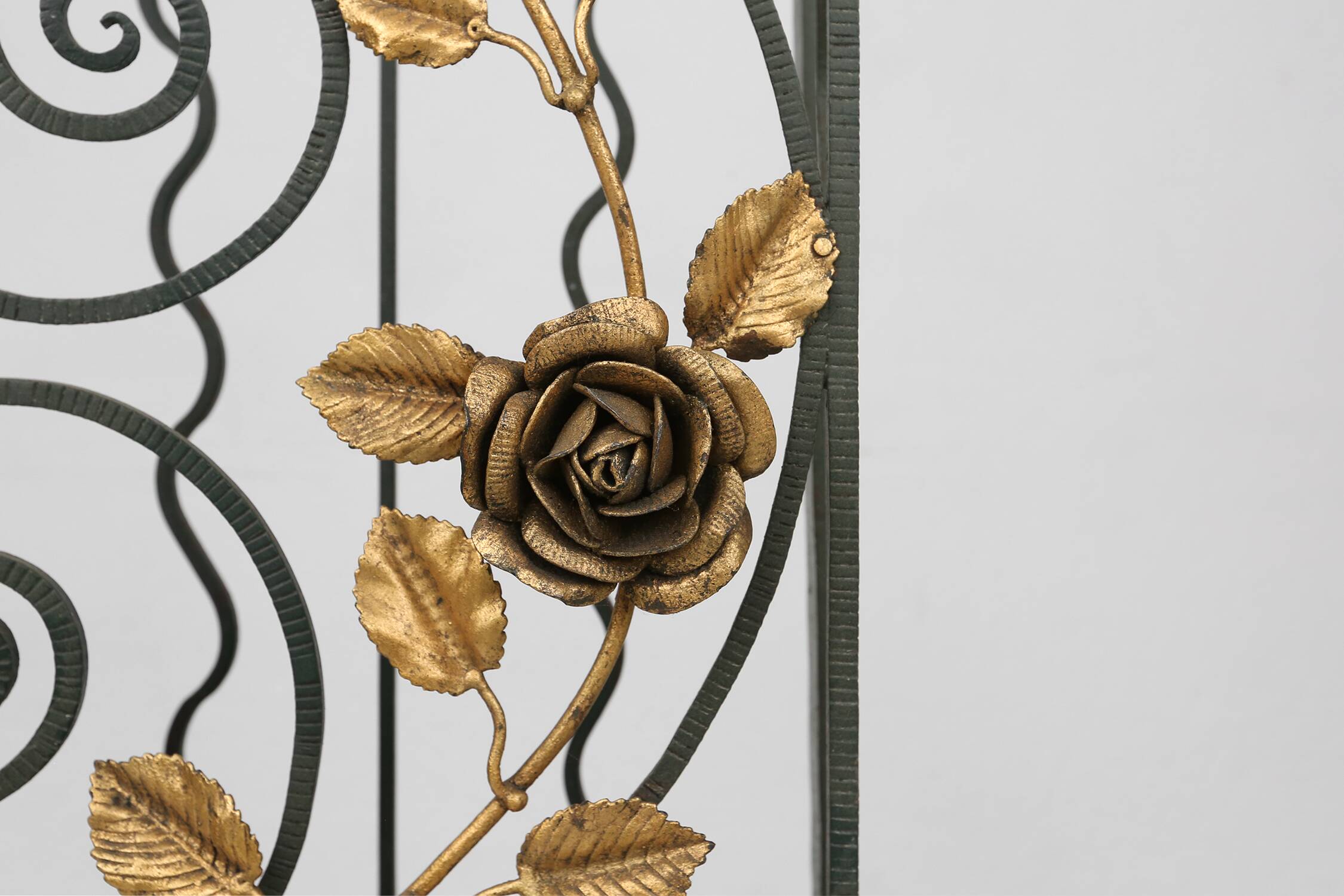 Art deco wrought iron umbrella stand with floral decoration, France ca. 1930