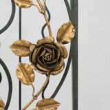 Art deco wrought iron umbrella stand with floral decoration, France ca. 1930