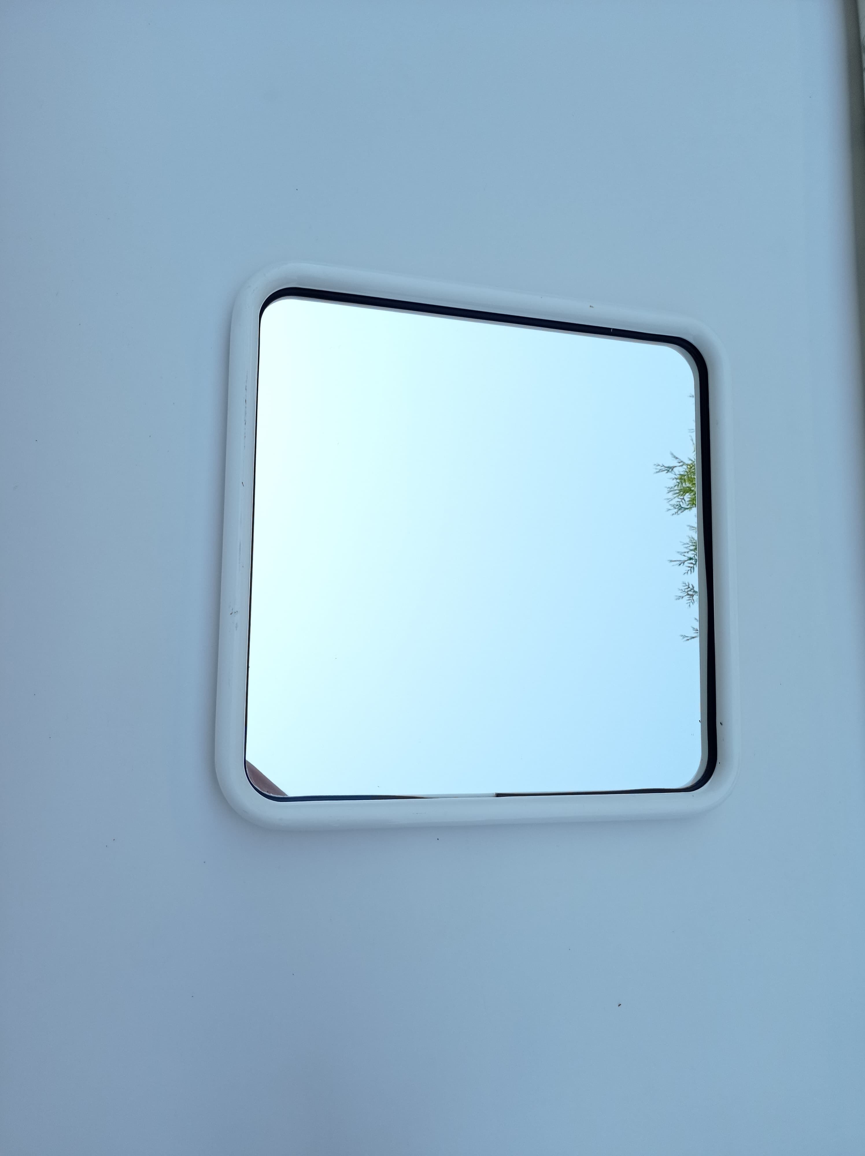 Square mirror in a white metal frame, 1970s