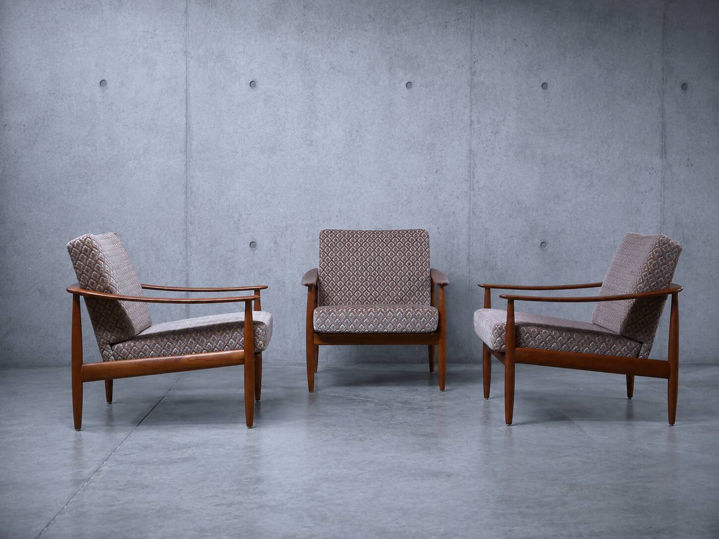 Set of 3 Scandinavian armchairs by Carl Straub - Vintage 1950s 1960s