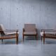 Set of 3 Scandinavian armchairs by Carl Straub - Vintage 1950s 1960s