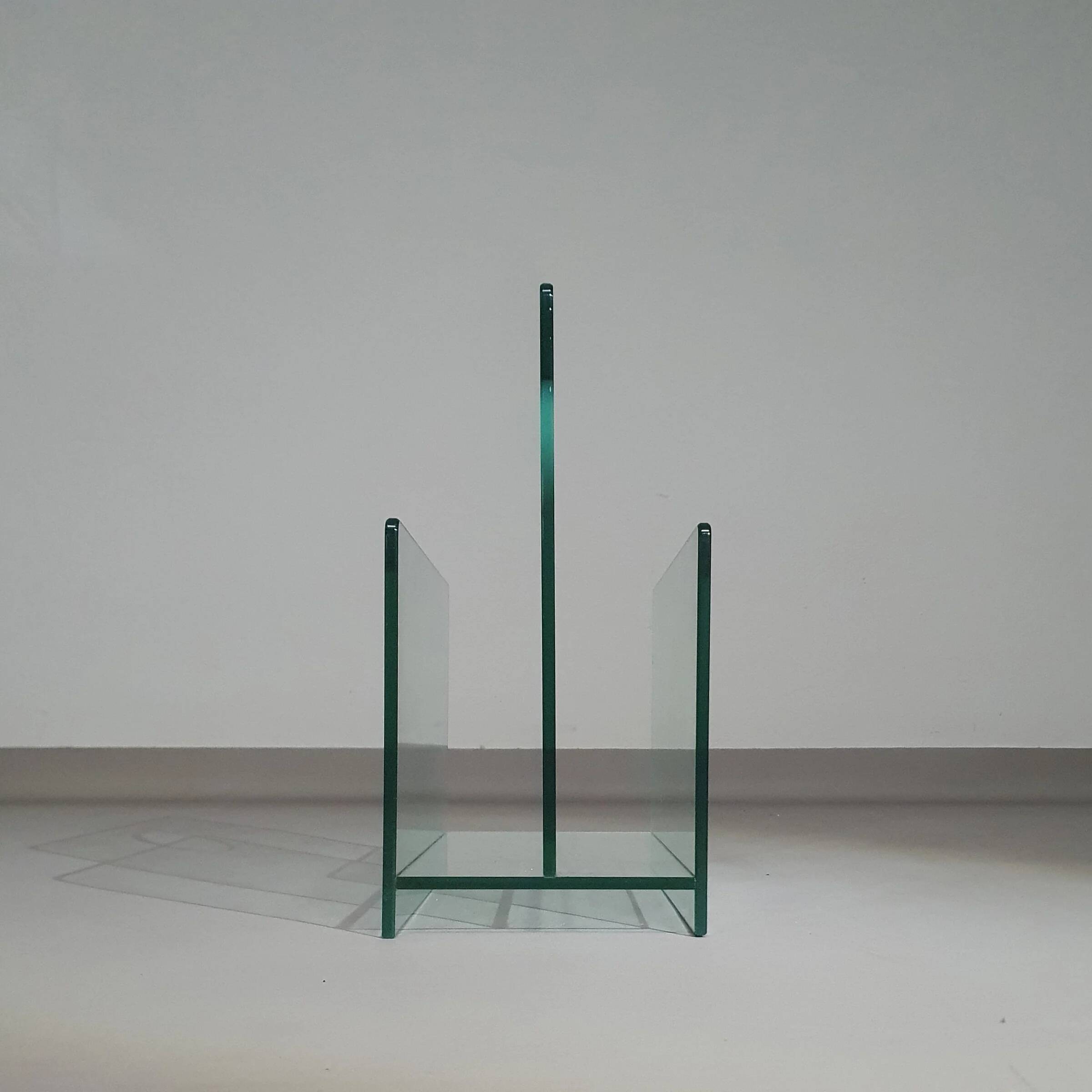 Porte-revues / verre / années 1980