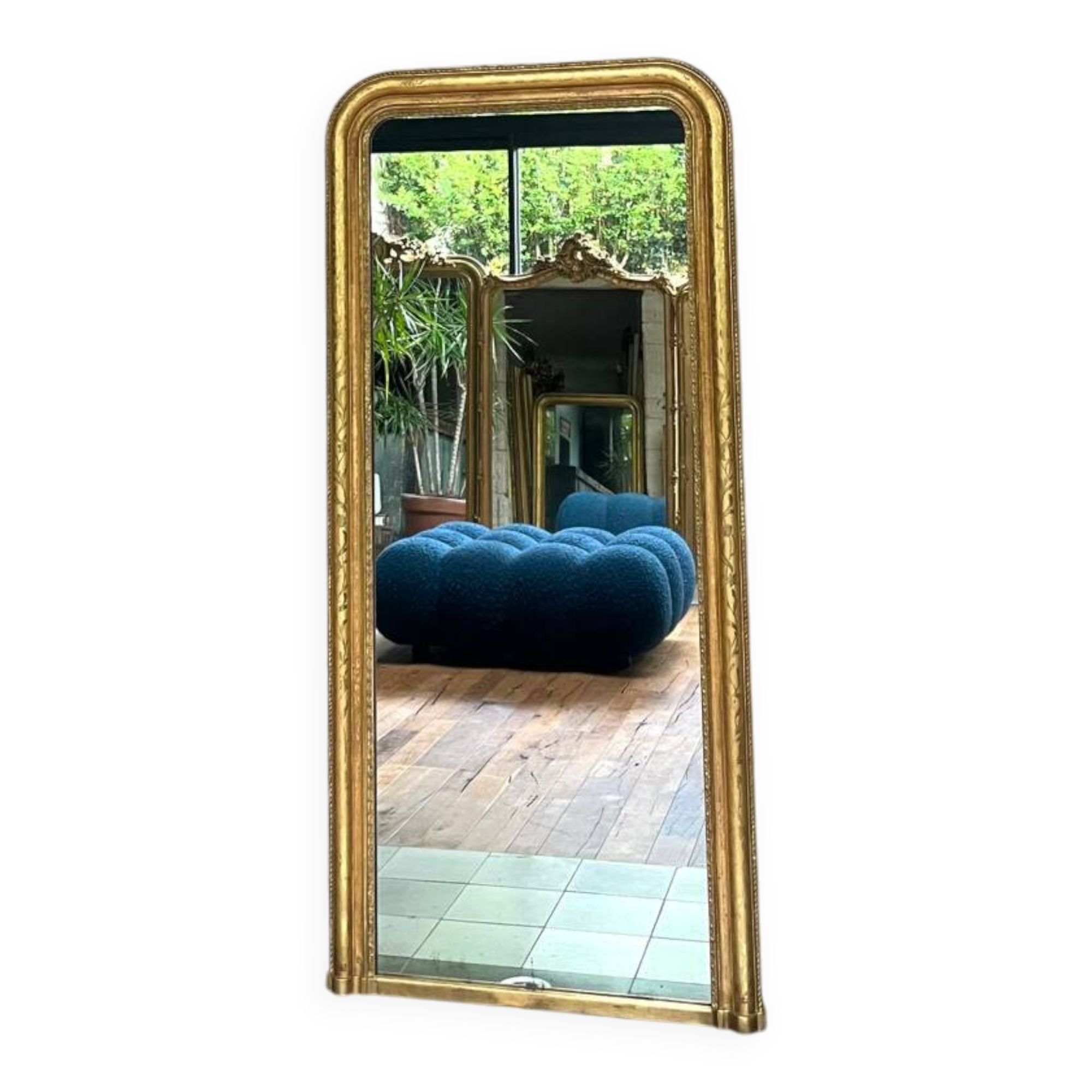 Antique Louis-Philippe mirror 158/74cm gilded with gold leaf, mercury.