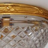 Bronze Cut Glass Ceiling Light: Mid-Century French Louis XVI Ceiling Lamp