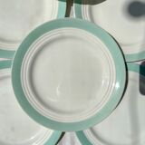8 vintage French white and green porcelain plates from Céranord