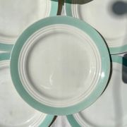 8 vintage French white and green porcelain plates from Céranord