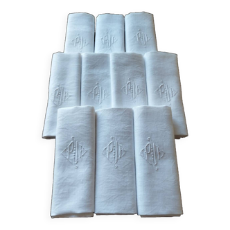 10 Linen damask napkins