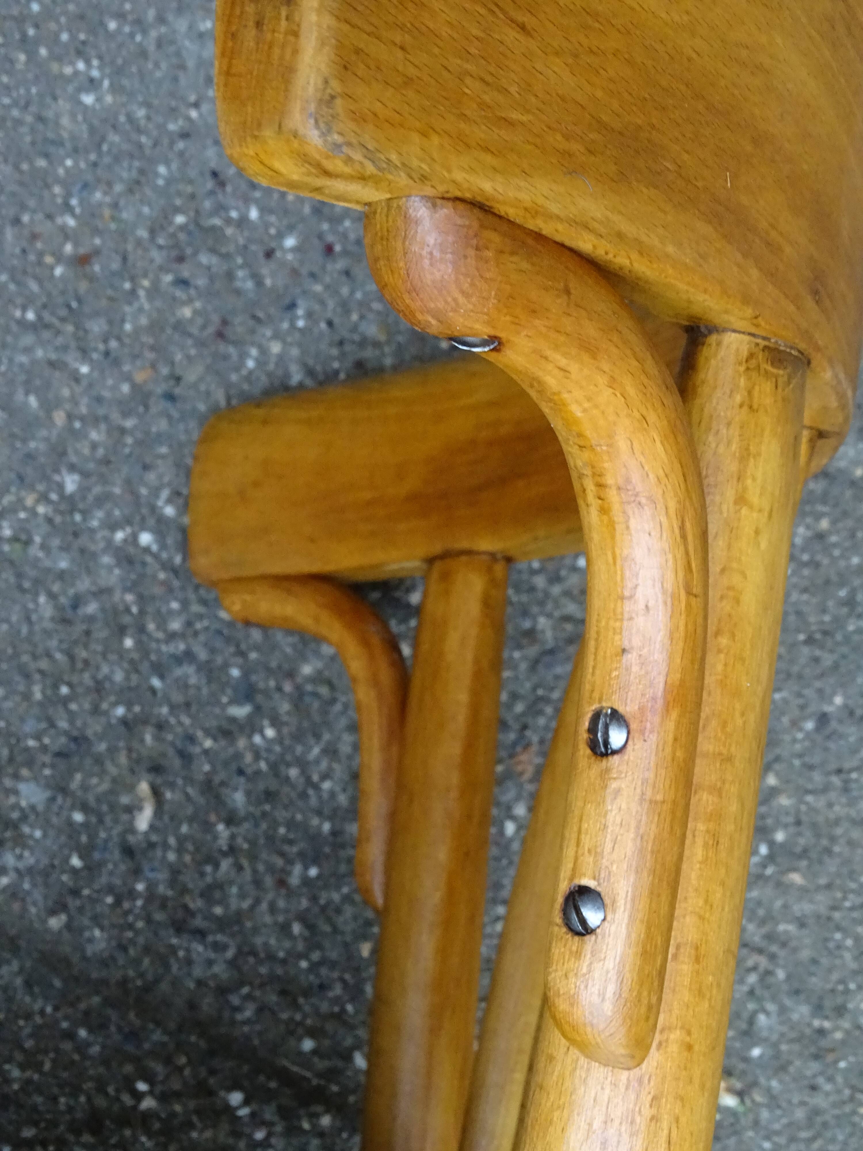 Série de 4 chaises Thonet Art déco bistrot blondes 1930