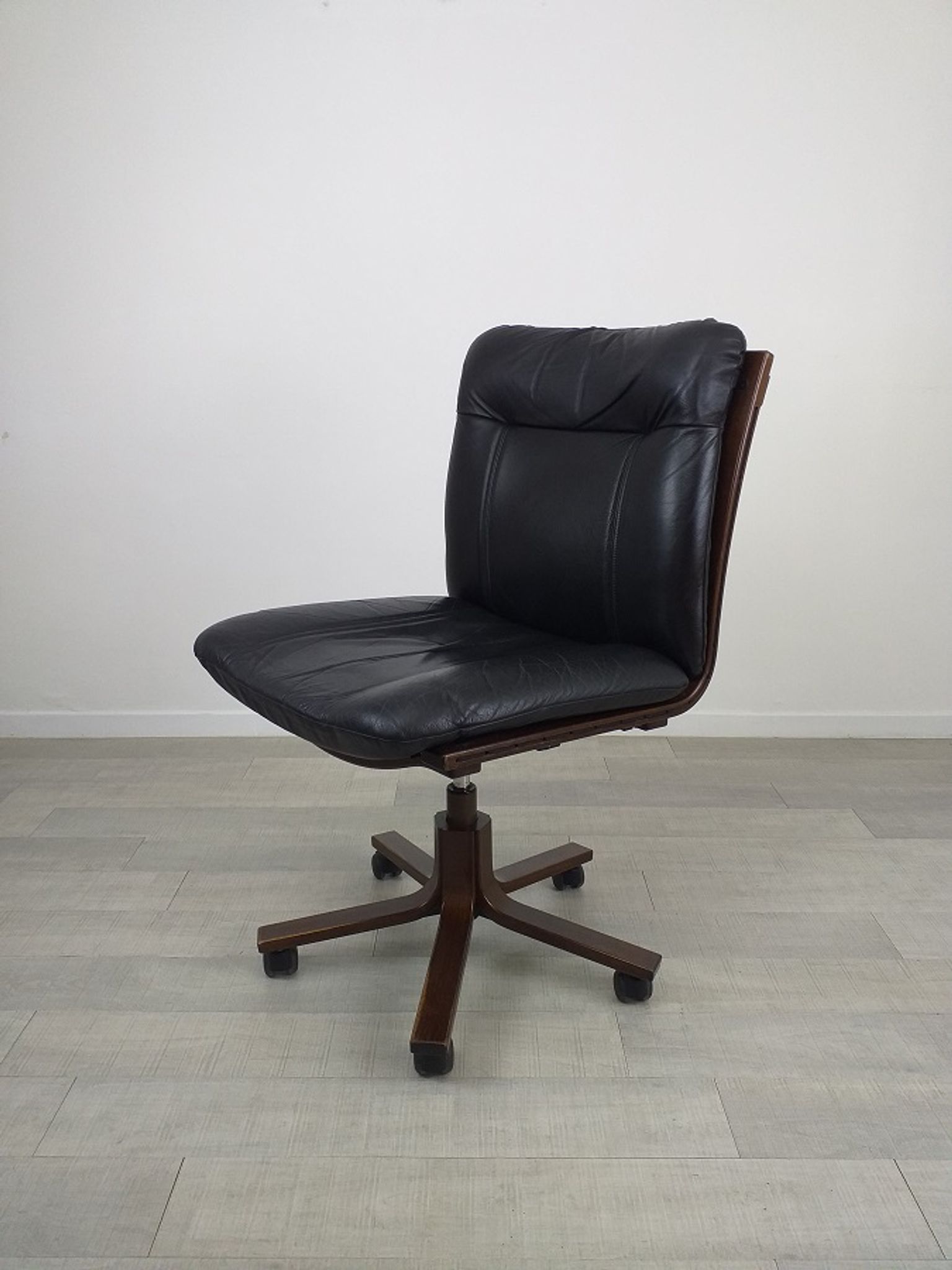 Vintage 1970s leather office armchair Scandinavian design