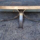 1970 metal and slate coffee table