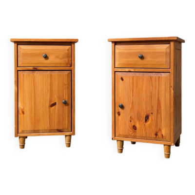 2 x table de chevet Leksvik Ikea / avec tiroir et placard / portes gauche - droite