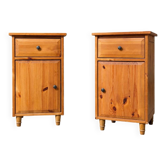2 x table de chevet Leksvik Ikea / avec tiroir et placard / portes gauche - droite