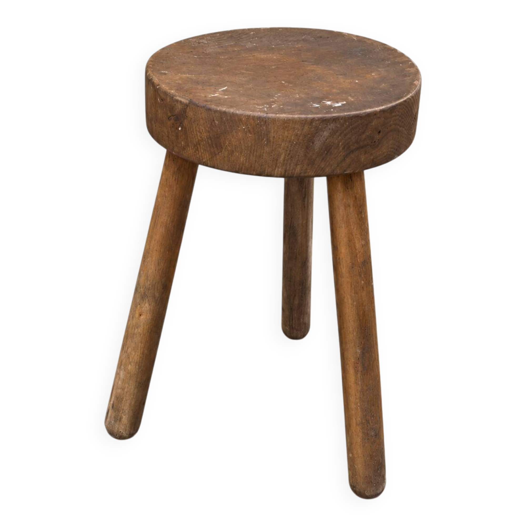 Vintage tripod stool in solid wood – brutalist spirit / folk art