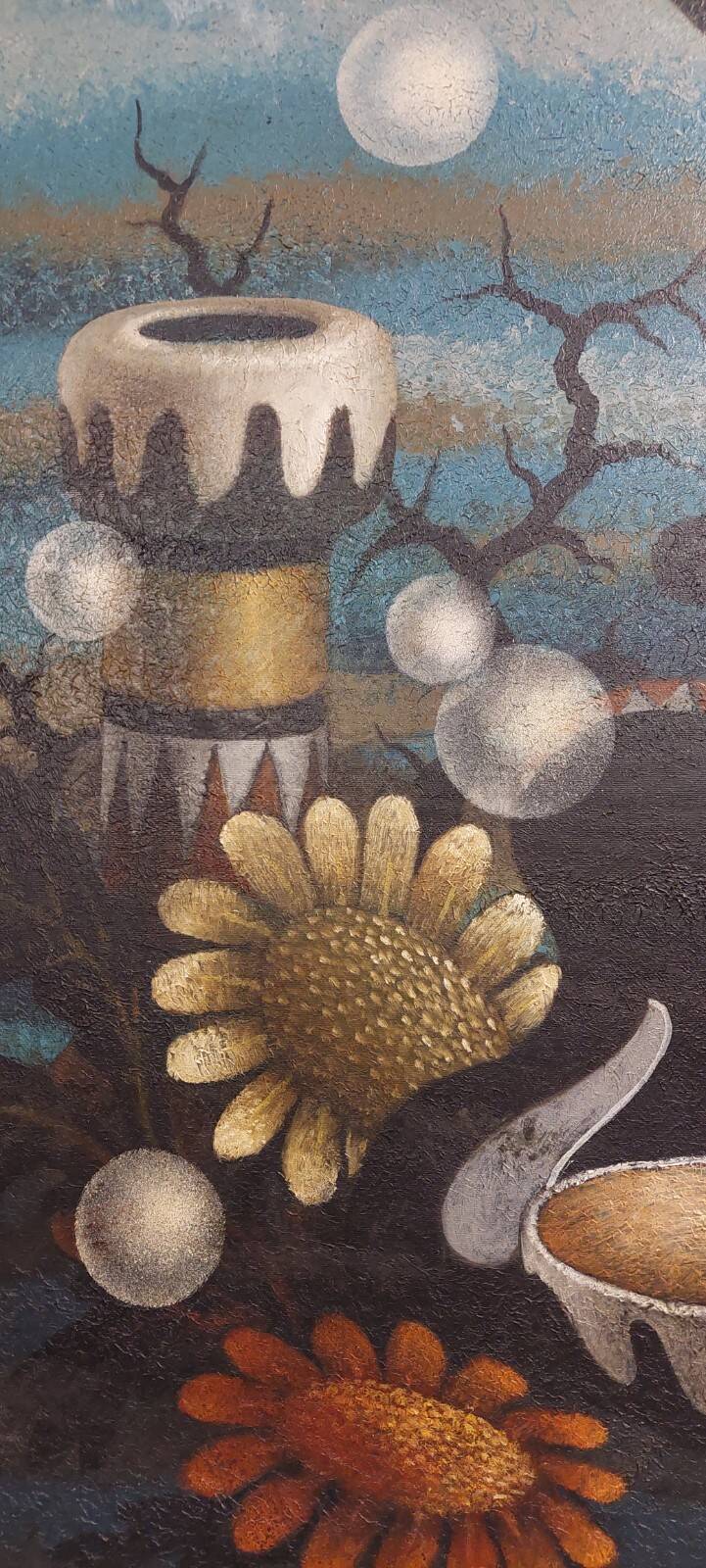 Gianfranco Rontani . Lucca (1926-2018) large oil on canvas 118 x 97 surrealist