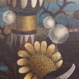 Gianfranco Rontani . Lucca (1926-2018) large oil on canvas 118 x 97 surrealist