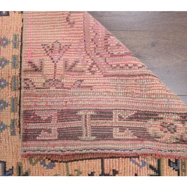 Vintage Turkish Handmade Wool Cotton Orange Runner 80x325