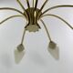Brass chandelier, textured glass, 1960.