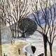 Promenade le long d'une rivière signée