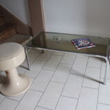 Coffee table chrome and smoked glass