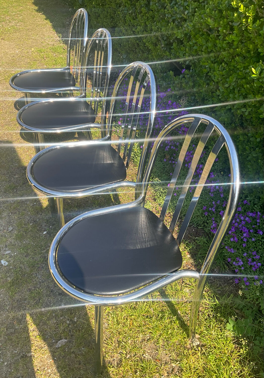 Set of 4 chrome chairs by Robert Mallet Stevens