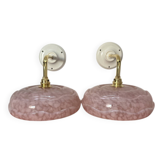 Pair of Art Deco speckled glass sconces