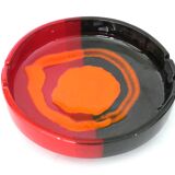 Cendrier en céramique Italy vintage rouge orange noir 1970 Bitossi pour Raymor