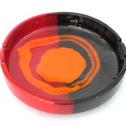 Vintage Italy red orange black ceramic ashtray 1970 Bitossi for Raymor