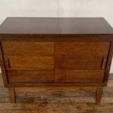 Meuble bas buffet rustique  enfilade moderniste a 2 portes en chene - largeur 90 cm