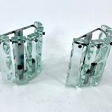 Set of two cut glass sconces by Zero Quattro, Italy 1970s