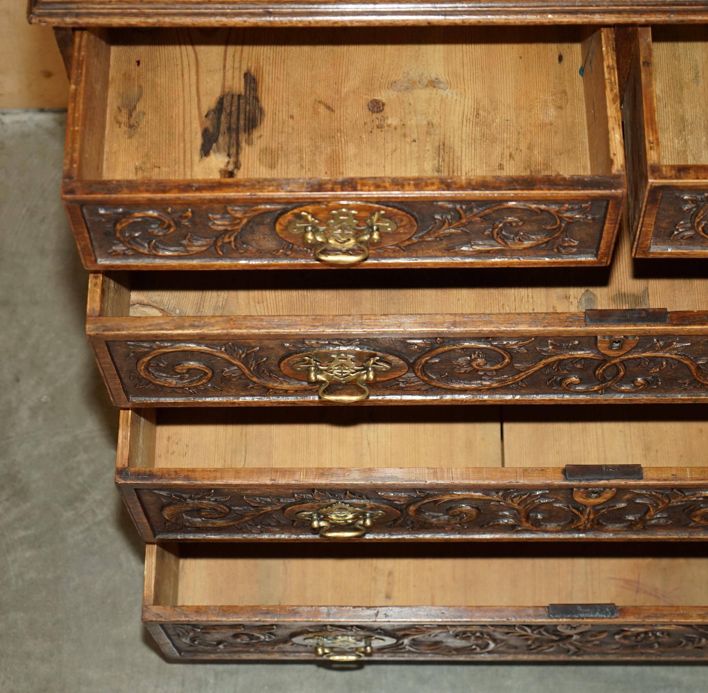 Victorian oak commode finely carved.