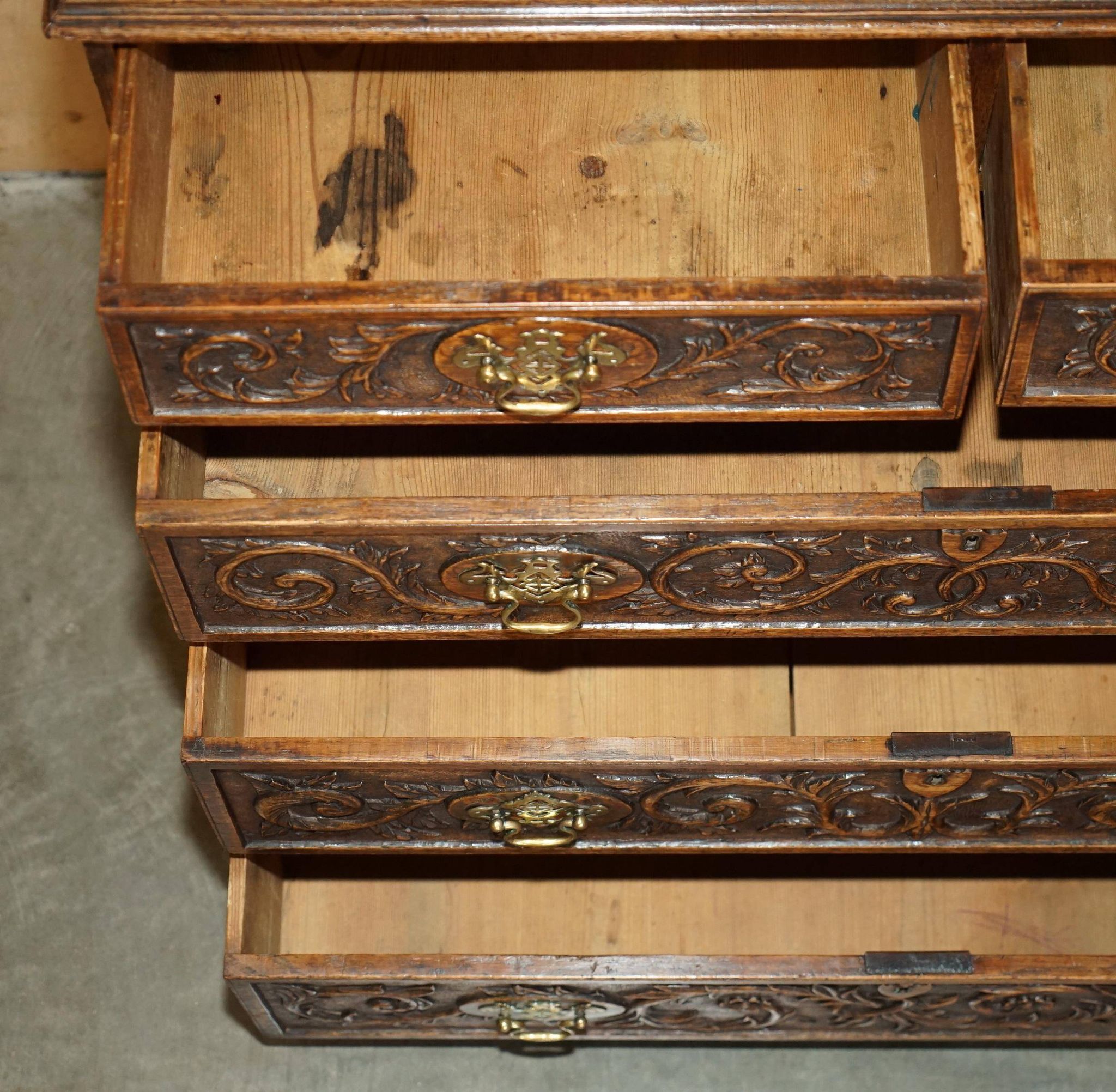 Victorian oak commode finely carved.
