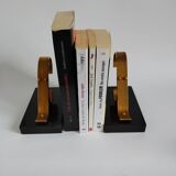 Pair of vintage Art Deco style bookends in marble and gold-plated metal