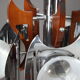 Mazzega chandelier in murano glass, chrome and wood, 1970's