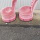 Paire de chauffeuses vintage tissu rose