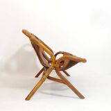 Rohe Noordwolde, banquette en bambou et cuir, 1970s.