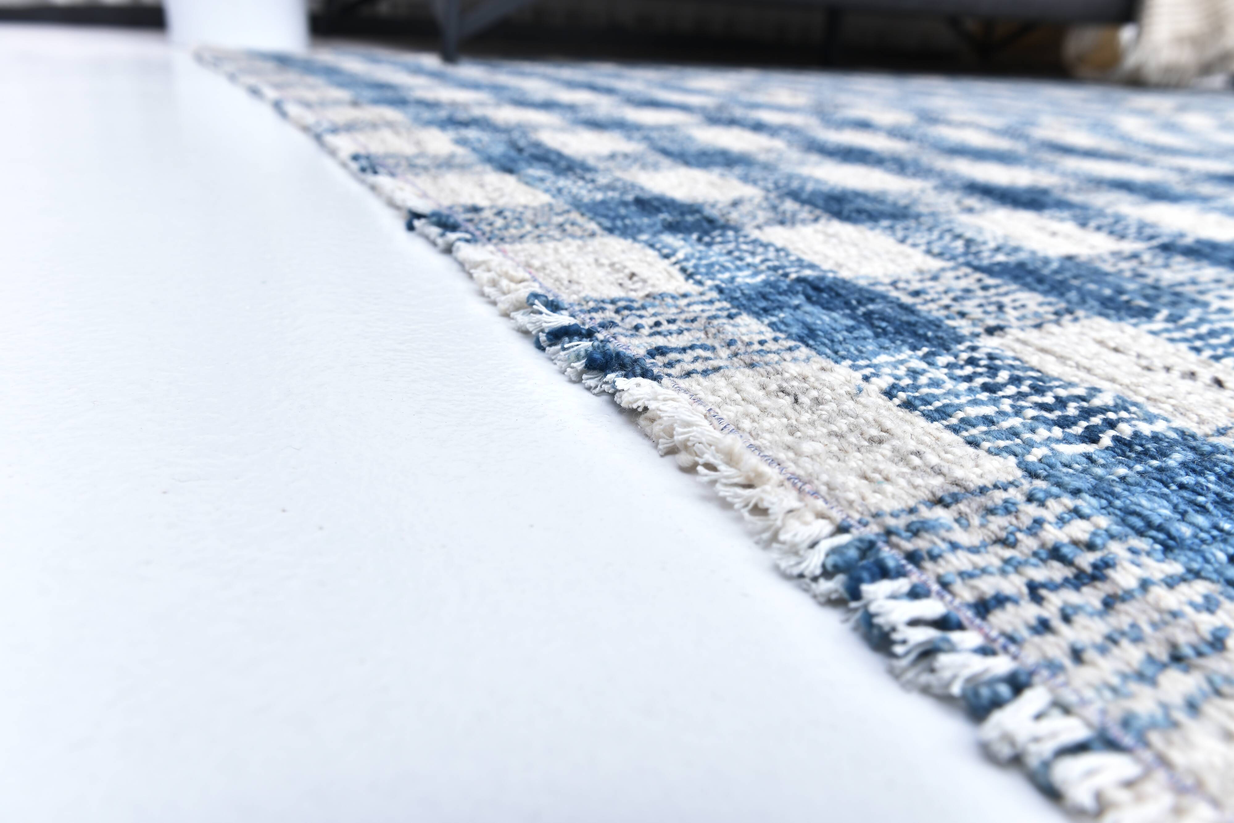 190x290cm İndigo blue kilim carpet. made with wool, Organic Wool Kilim