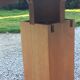 1950s round oak table, 2 heights, central quadripod leg