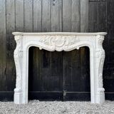 Louis XV Style Fireplace in Carrara Marble, Circa 1980