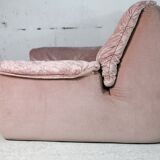 Cinna, pair of armchairs foam and velvet ras pink pale, France, circa 1970
