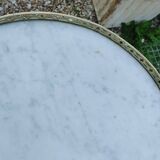 Table de chevet, table d'appoint ancienne style Louis XVI en bois et plateau en marbre