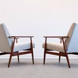 Mid-Century Ivory Boucle Armchairs by Henryk Lis, 1967